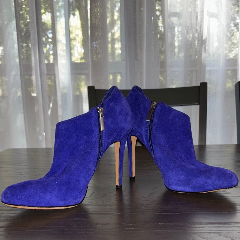 Blue Suede Ankle Boots